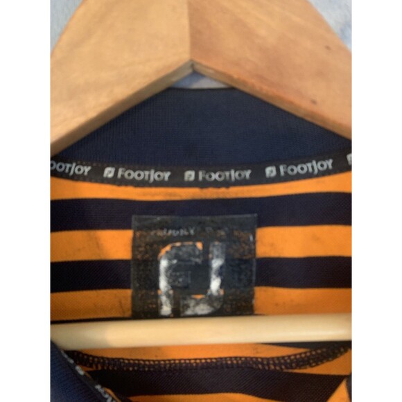 Footjoy Shirt Mens XL Golf Short Sleeve Polo Navy Orange Stripe Polo Rugby - Picture 3 of 8